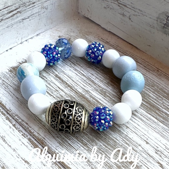 Very chunky milky White Jade beaded handmade bracelet 20mm - Picture 1 of 7